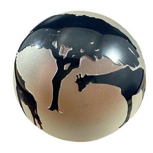 CORREIA Amber & Black Glass Giraffes Paperweight Signed Numbered Artist Frosted